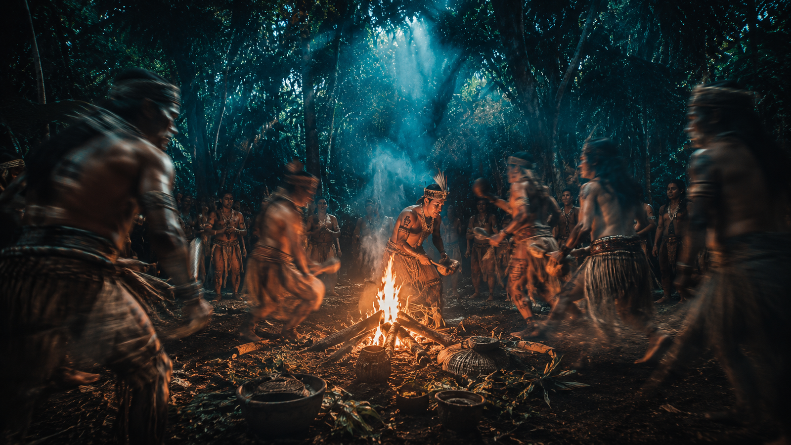 Danza ritual alrededor del fuego